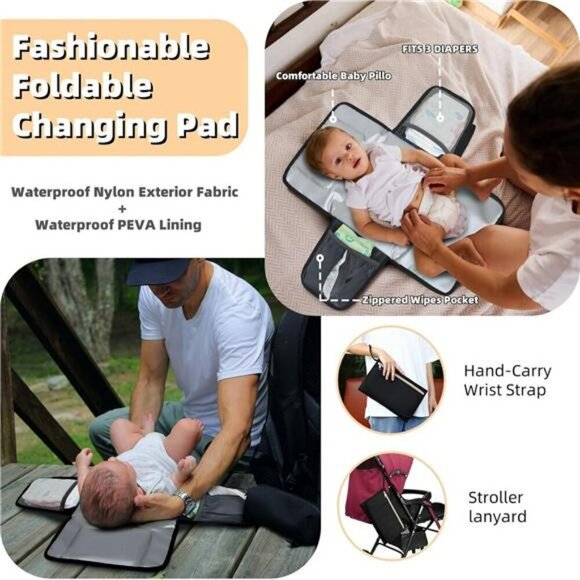 Large Waterproof Diaper Bag Backpack with Changing Pad Baby Travel Tote - Picture 5 of 7